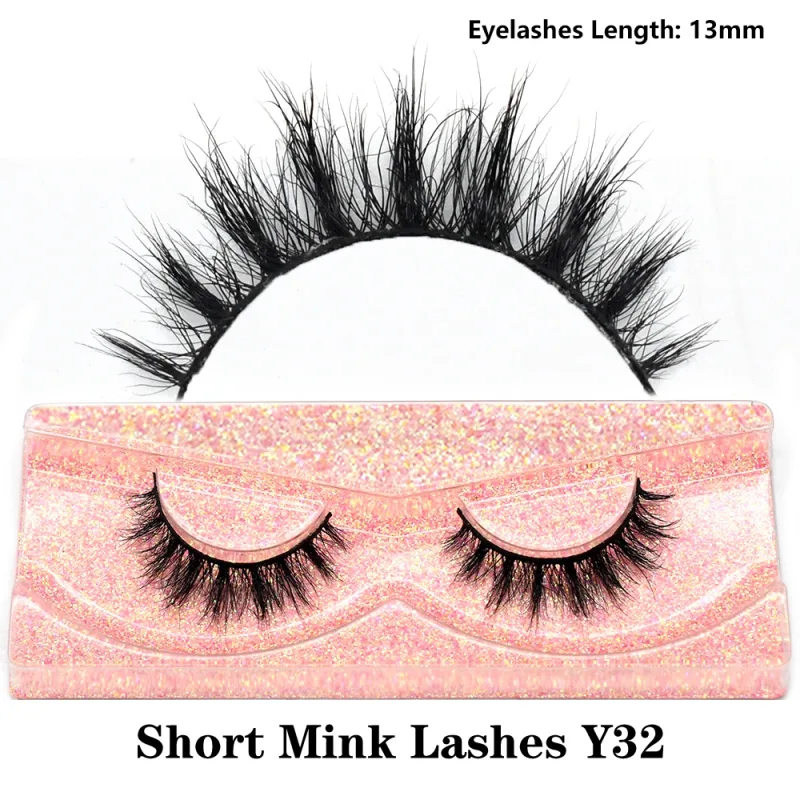 Real Mink Fluffy Short Eye Lashes Extension Wispy Soft Natural Short False Eyelashes Daily Wear Full Strip Lashes Makeup