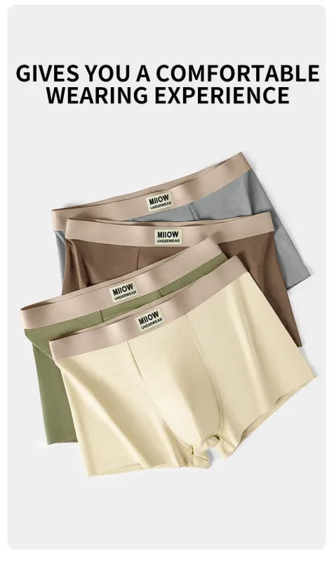 MiiOW 3Pcs Organic Cotton Men Underwear Boxer Shorts Antibacterial Seamless Underpants Male Panties Gift For Men Boxershorts New