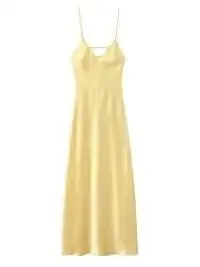 Frauen Orange Satin Sling Langes Kleid Fashion Solid Backless Ärmel V-ausschnitt Plissee Kleider 2026 Dame Abend Party Roben Sommer