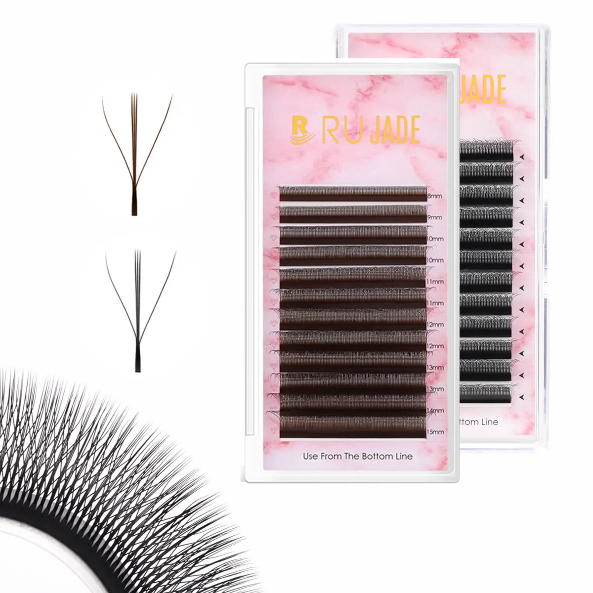 Lashrujade New W-Shaped 3D Fairy Lashes Extension Soft Eyelash Premade Volume Fans Eyelashes Black Brown 3D Spike Clover Lashes — image 2