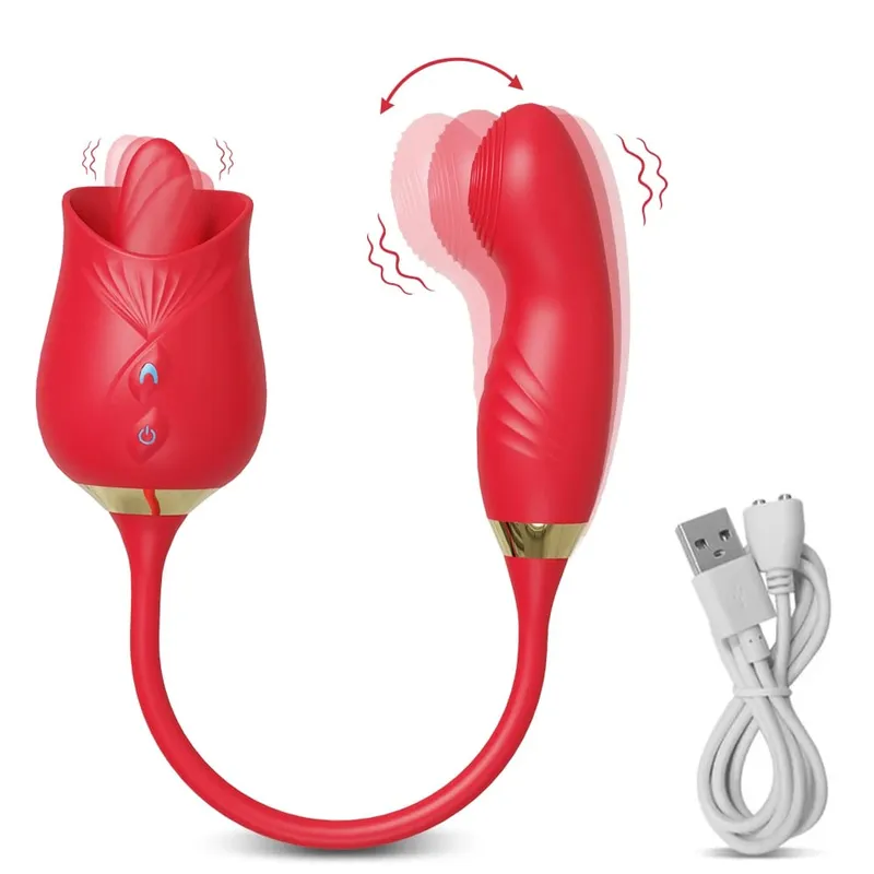 Rose-Sucking Thrusting Dildo Vibrator for Women Nipple Clit Stimulator Vibrating Egg Tongue Licking Clitoris Sucker Sex Toys