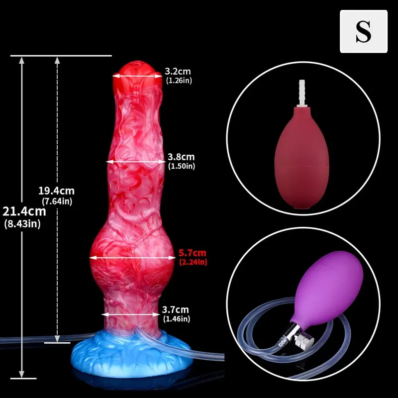Ejaculation Anal Plug Dog/Wolf Dildo Inflatable Big Knot Penis with Squirting Function Strong Sucker Sex Toy for Women Men