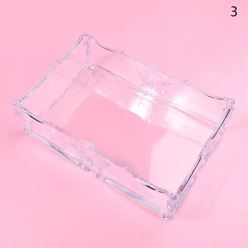 Cotton Pad Nails Storage Box Butterfly Transparent Pink Design Napkins Container Brush Organizer Makeup Case Nail Art Tools