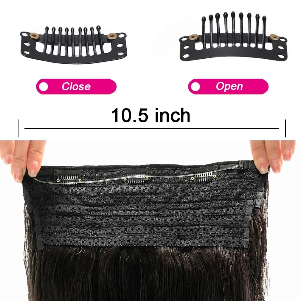 #1B Halo Extensions Human Hair With Clips Natural Black Clip In Hair Extensions Invisible Wire Hair Human Hair Extensions 26In — image 4