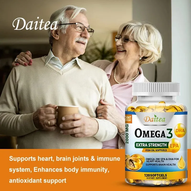 Omega 3 Fish Oil Supplement - 2000 Mg Pure EPA DHA Omega 3 Supplements Nerves and Joints for Women and Men 120 Capsules