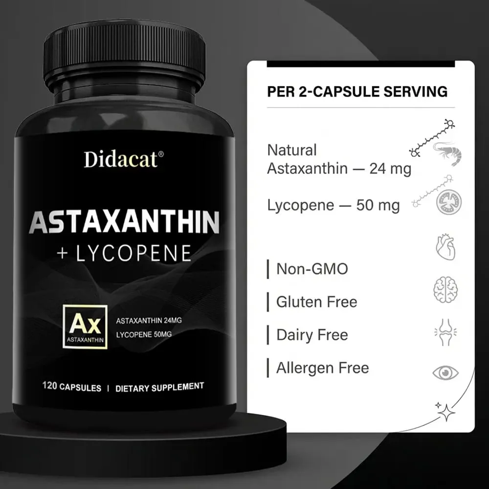 Astaxanthin-Ergänzungsmittel für Männer und Frauen | Aus der Mikroalge Haematococcus Pluvialis zur Unterstützung der Augen- und Hautgesundheit