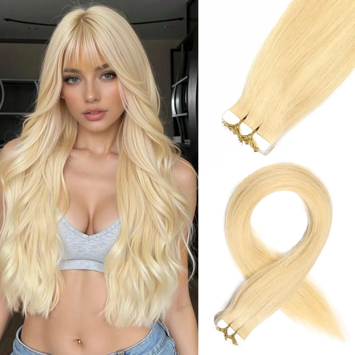 20 Pcs Real Human Hair Tape ins Extensions Straight Double Side Tape in Hair Extensions Highlight Tape in Remy Hair Extensions