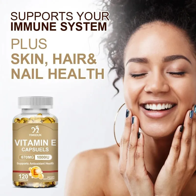 Vitamin E Supplements with Tocopherols & Safflower Oil Support Elasticity Shrink Pores Combat Aging & Antioxidant Immune