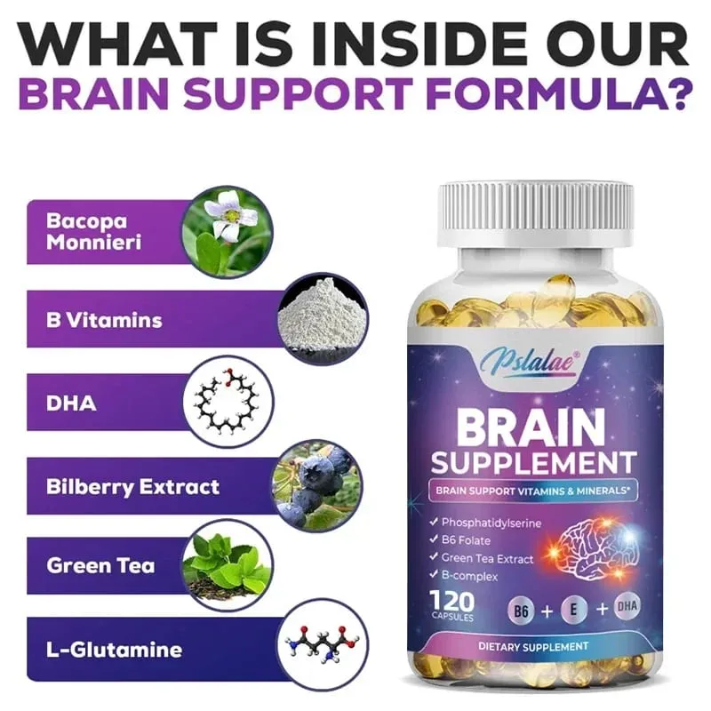 Brain Supplement - Supports Brain Health Cognitive Function Improves Mental Clarity and Boosts Memory and Concentration Vegan