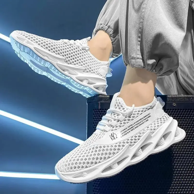 2025 New Summer Sneakers Men Mesh Breathable Running Tennis Shoes Outdoor Sports Tenis Masculino White Casual Walking Shoes size
