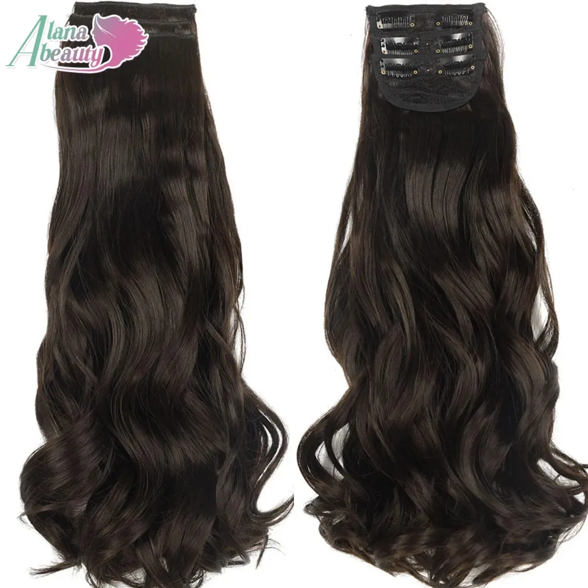 Synthetic Clip In Hair Extensions 3 PCS Full Head 20 Inch Long Curly Wavy Hair Pieces Natural Wavy For Women Girls Hair