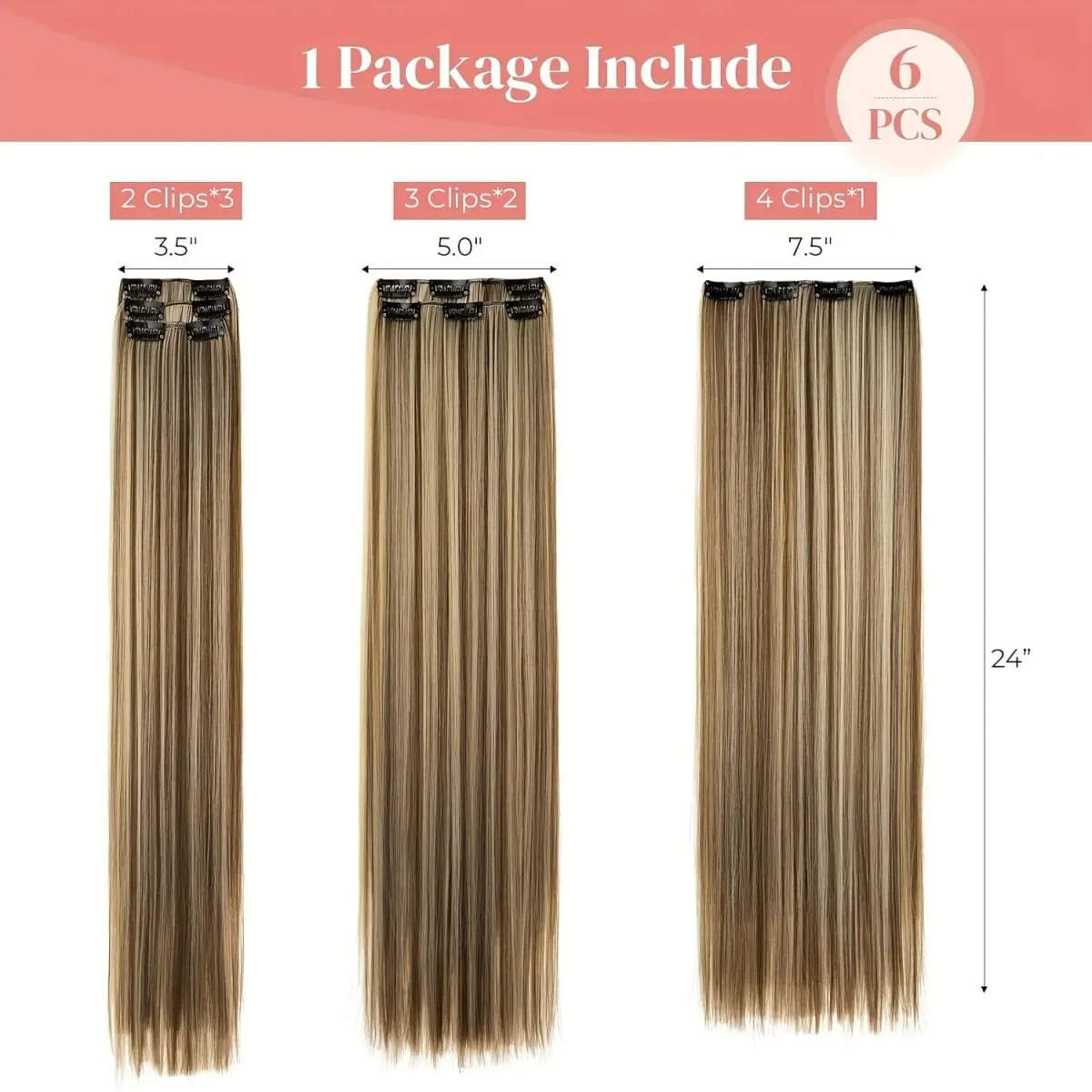 Clip In Hair Extensions Hair Extensions Thick Long Lace Weft Lightweight Synthetic Hairpieces For Women Chocolate Brown With Go — image 5