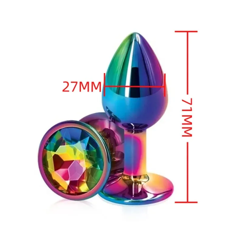 Small Size Metal Anal Beads Butt Plug Mini Rainbow Rose gold Butt Plug Crystal Jewelry Trainer Anal Dildo Masturbation Sex Toy