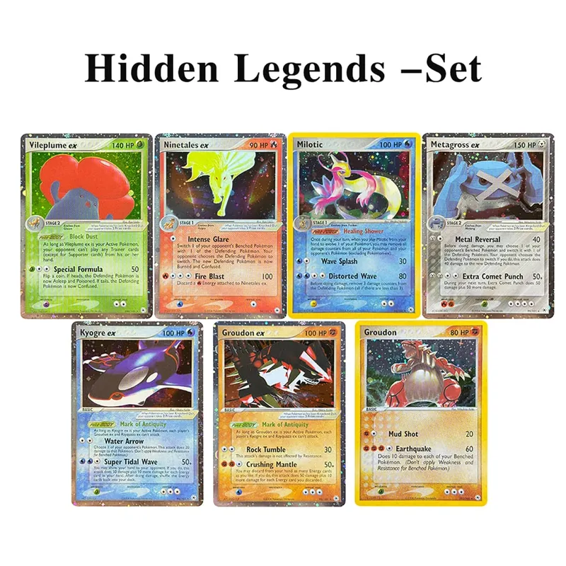 บัตรพร็อกซี โฮโลแกรม Emerald Cacturne Rayquaza ตำนานที่ซ่อนอยู่ Kyogre Crystal Guardians Alakazam Star Flareon Metagross