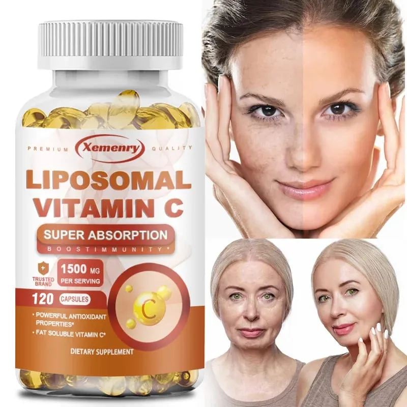 Capsule liposomiali di vitamina C - Potente antiossidante che promuove la produzione di collagene La luminosità della pelle supporta la salute immunitaria del cuore — image 2