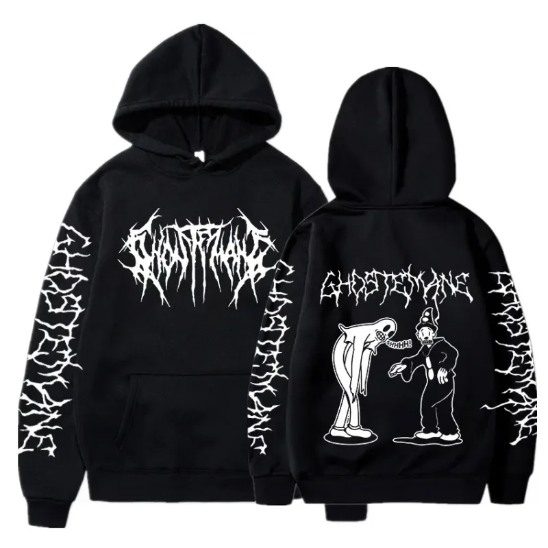 Ghostemane dubbelzijdig print hoodie herenmode hiphop metal rock hoodies gothic oversized sweatshirt trainingspak streetwear