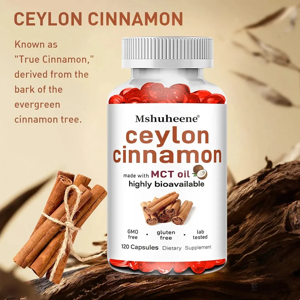 Cápsulas orgânicas de canela do Ceilão 600mg de alta potência suporta antioxidante energia imunológica coração articulação osso e saúde digestiva