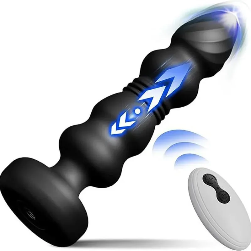 Thrusting Anal Beads Prostate Massager Anal Vibrator Toys Butt Plug Trainer Vibrating Thrusting Sex Toys for Men Women Adult