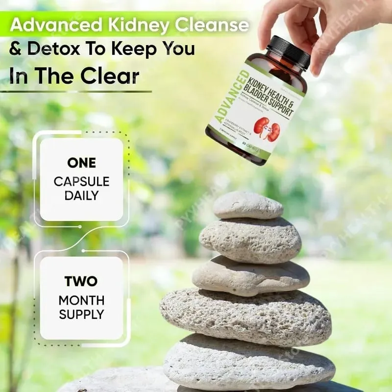 Kidney Cleanse Detox Capsules Bladder Urinary Support with Chanca Piedra Cranberry Juniper Berries Vegetable Capsule 60 Counts
