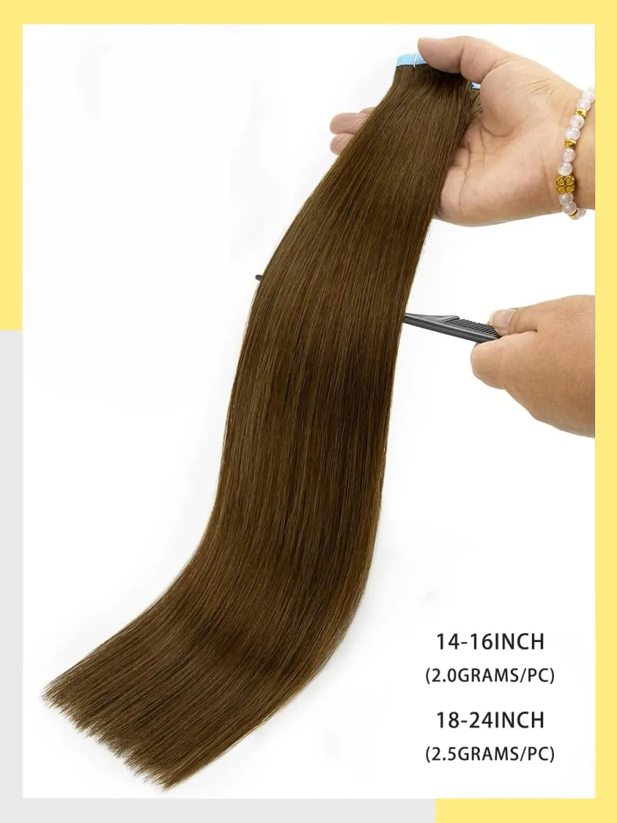 Tape In 100% Human Hair Straight Double Sided Blonde Comfortable Silky Natural Remy Virgin Tape ins Bone Straight Double Drawn