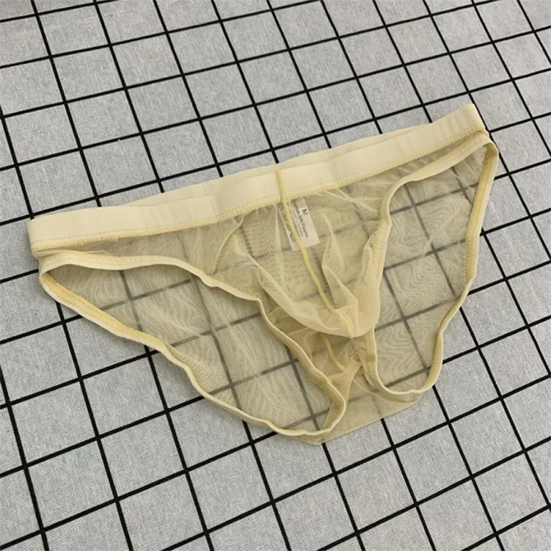 Ultra-thin Sexy Mesh Fully Transparent Men Briefs Panties See Through Underwear Quick Dry Male Underpants Plus Size — image 3