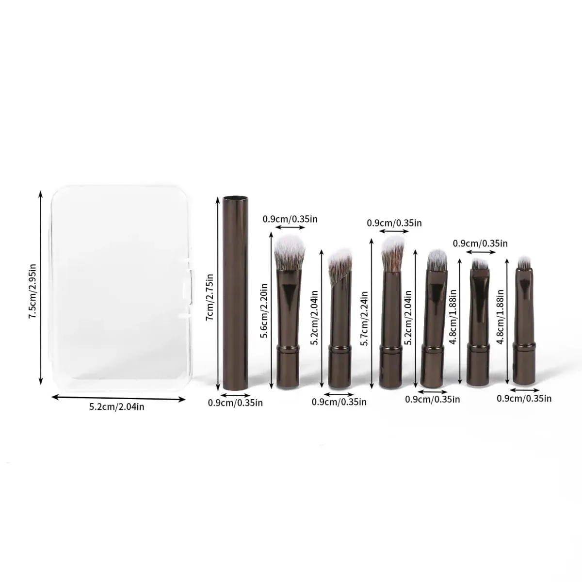 6pcs Portable Makeup Brush Replacement Head Set Nose Shadow Brush with Box for Women Professional Cosmetic Puff Brush Cleaner — image 6