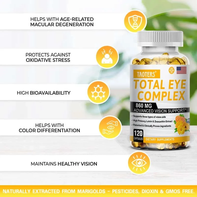 Lutein Göz Kapsülleri 860mg -Sağlıklı Görüşü Desteklemek İçin Zeaksantin Yabanmersini Özü ve A Vitamini Takviyesi Göz Vitaminleri İçerir