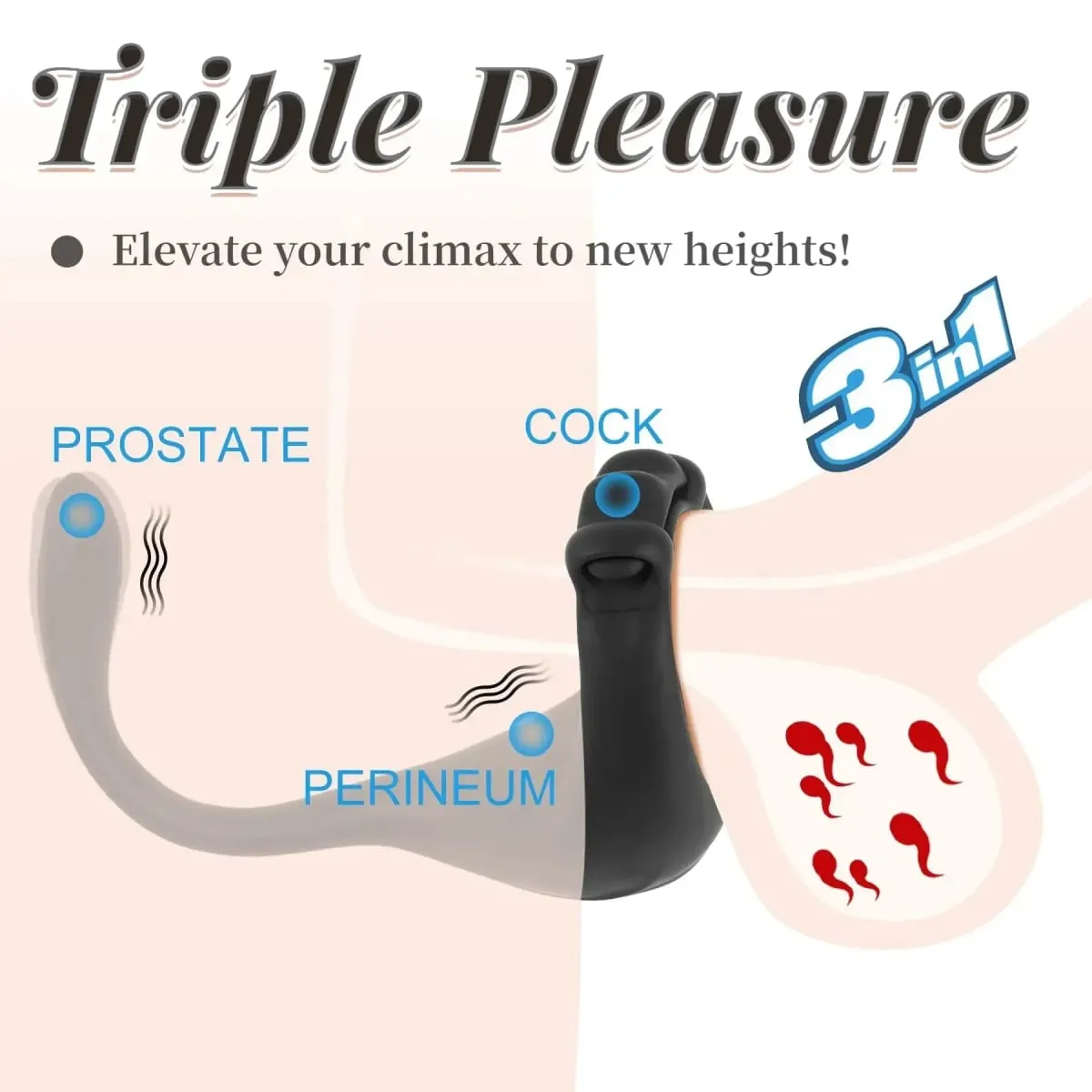 Y-Pao 3-in-1 Vibrating Cock Ring for Men Adjustable Penis Ring Vibrador Prostate Massager Remote Adult Sex Toys for Couples