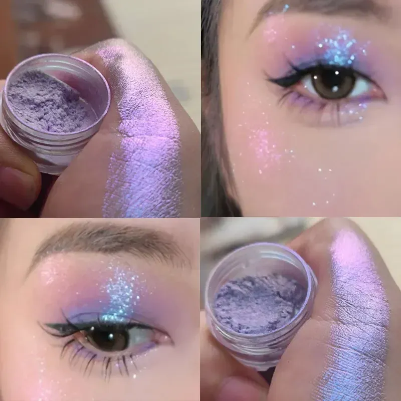 Glitter Eyeshadow Powder Long Lasting Chrome Chameleon Holographic Eyeshadow Powder Pigment Eye Makeup For Women Cosmetic
