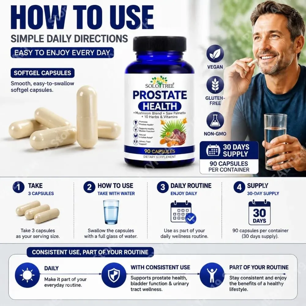 Prostate Health Capsules Saw Palmetto Reishi Nettle Turmeric For Urinary Bladder Wellness & Flow Support Men 90 Count