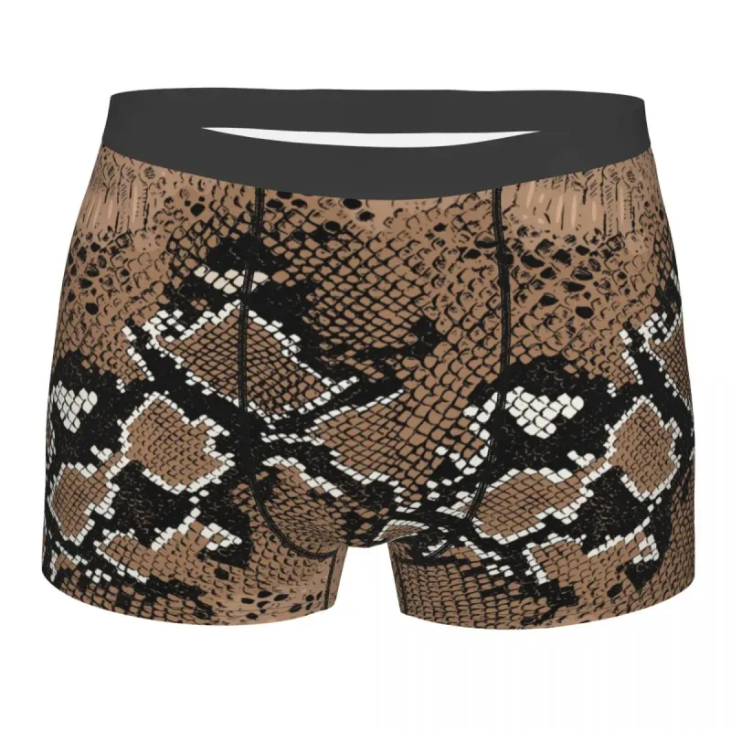 Pakaian Dalam Gambar Kulit Ular Kustom Celana Boxer Tekstur Hewan Kulit Ular Melar Pria Celana Pendek Celana Dalam Lembut untuk Homme