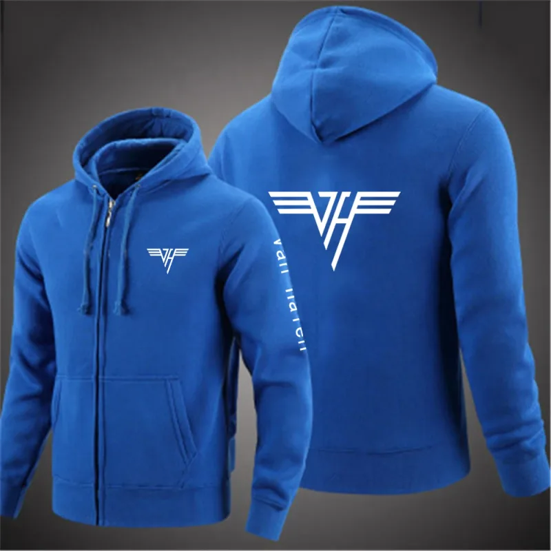2024 Spring Autumn Van Halen Logo Printing Solid Color Classic Hooded Hoodies Men's Trendy Sports Casual Long Sleeve Loose Coat