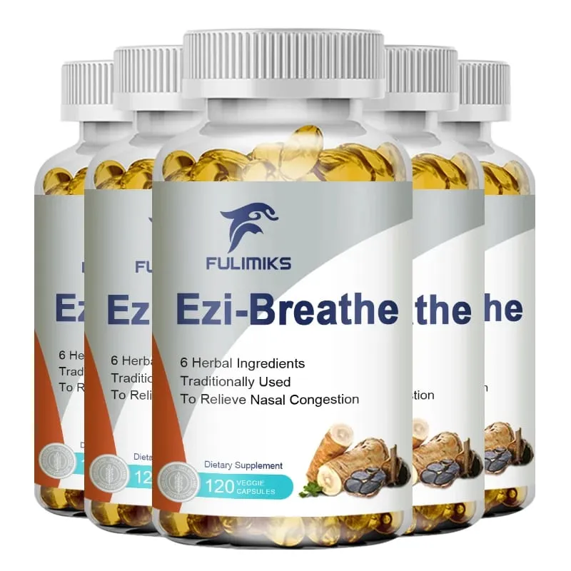 Respiratory & Nasal Health Capsules 6 Herbal Relieves Stuffy Nose Congestion Rhinitis & Supports Breathing Comfort
