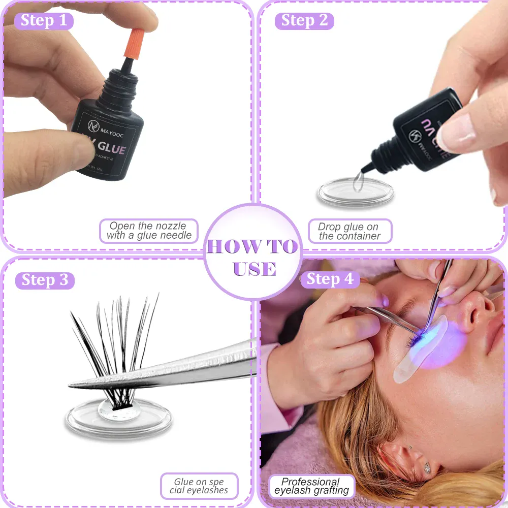UV Eyelash Glue Adhesive Eyelash Extensions 0.1S Fast Drying Strong False Eye Lash Extension Glue Lasting Custom Logo — image 6