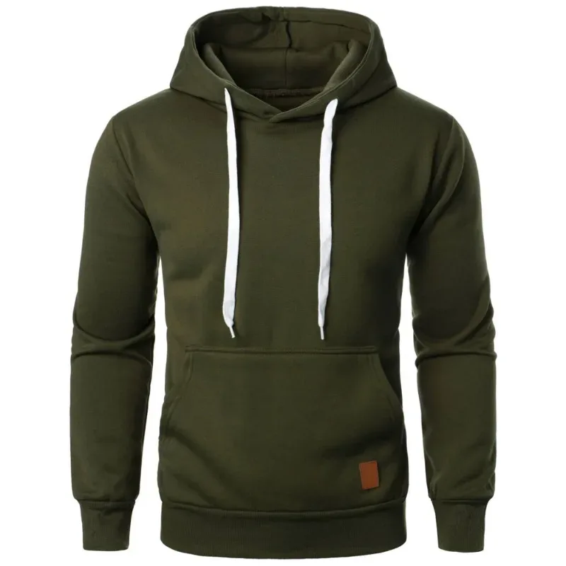 Masculino casual gola com capuz cordão hoodies moletom camisas de manga longa ao ar livre streetwear cor sólida pulôver leve