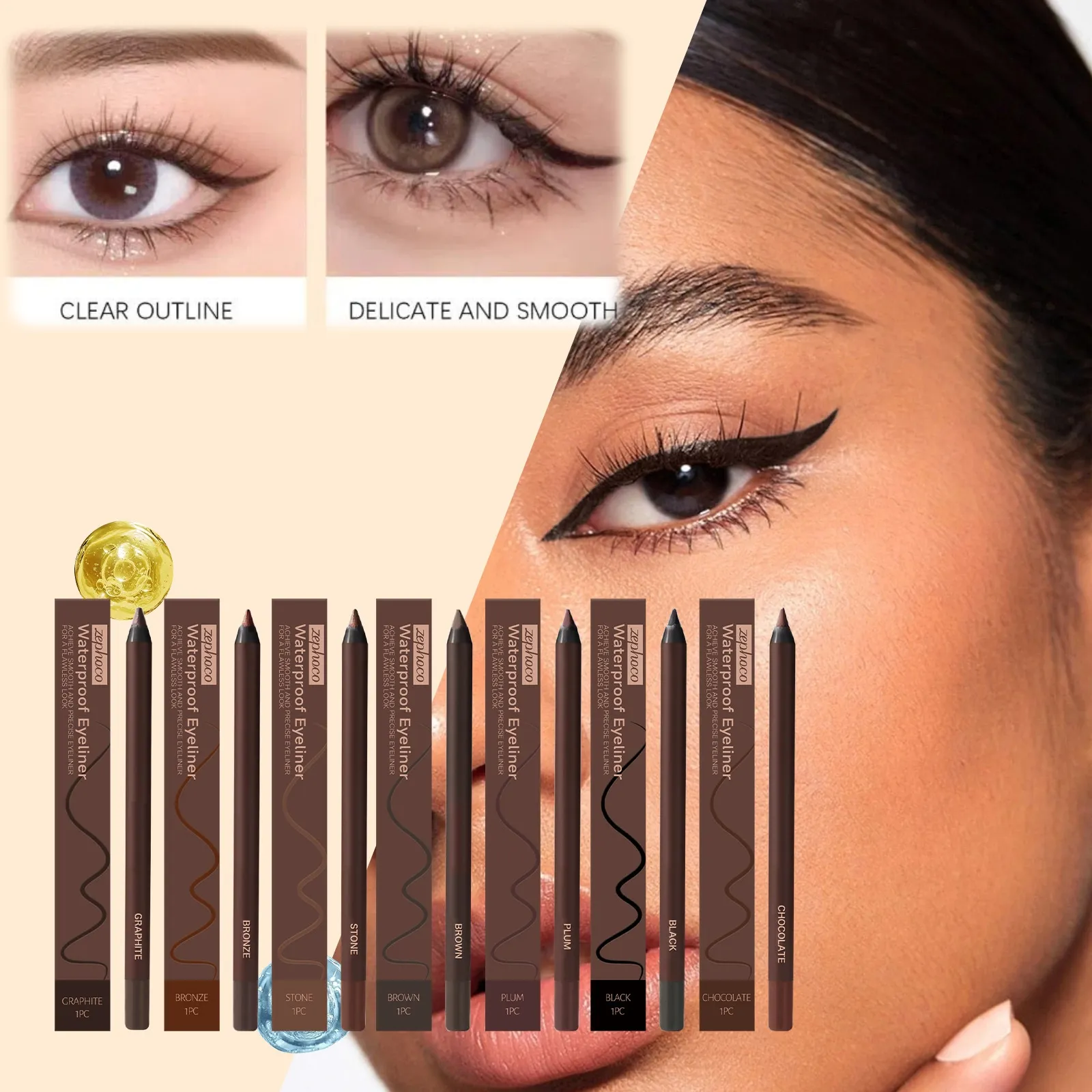 Waterproof Eyeliner Brown Smooth Matte Eye Liner Long Lasting Non Smudging High Pigmented Eyebrow Pencil Punk Eye Makeup — image 4