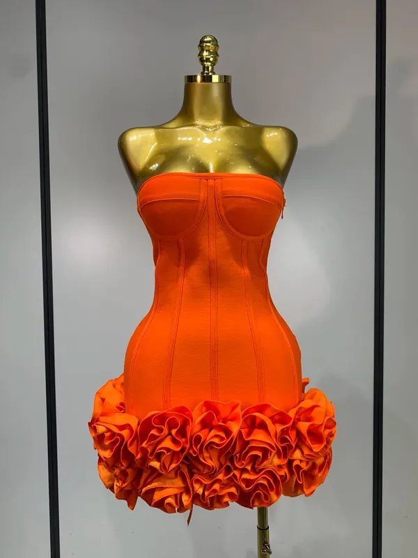 Minivestido Sexy sin tirantes para mujer, vestido de fiesta de flores, alfombra roja de celebridad, fiesta de noche, celebración de cumpleaños, vestidos de Club