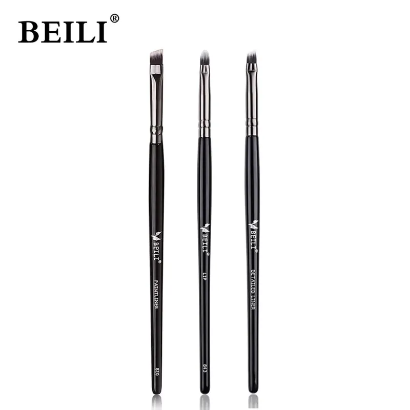 3 adet Makyaj Fırça Seti Bıçak eyeliner fırçası ince eğik kafa kaş fırçası anahat eyeliner ultra ince göz farı fırçası makyaj b
