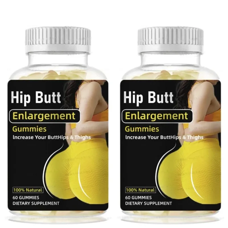 Hip Butt Enlargement Gummies for Buttocks Hips and Thighs Adults Glute Curve Support Gummies for Women Peach Flavor 60 Count