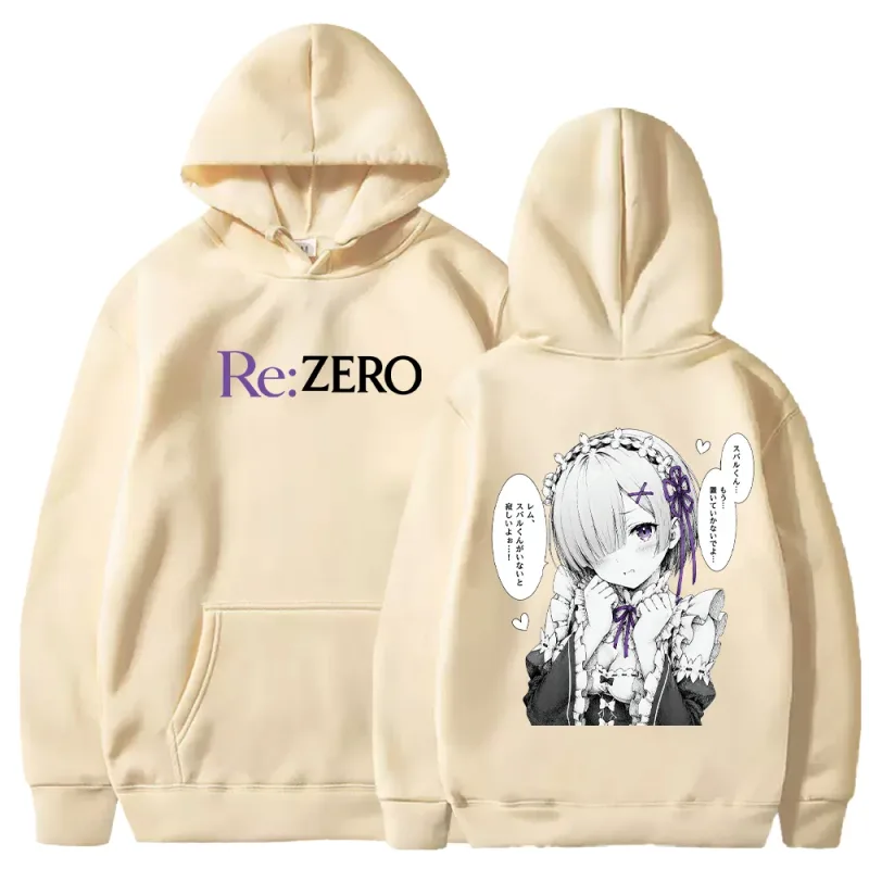 Rem Manga Re:Zero พิมพ์ Hoodies แฟชั่น Harajuku Streetwear ผู้ชายผู้หญิงเสื้อผ้าฤดูใบไม้ร่วงแขนยาว Casual ขนแกะ Hooded Pullover