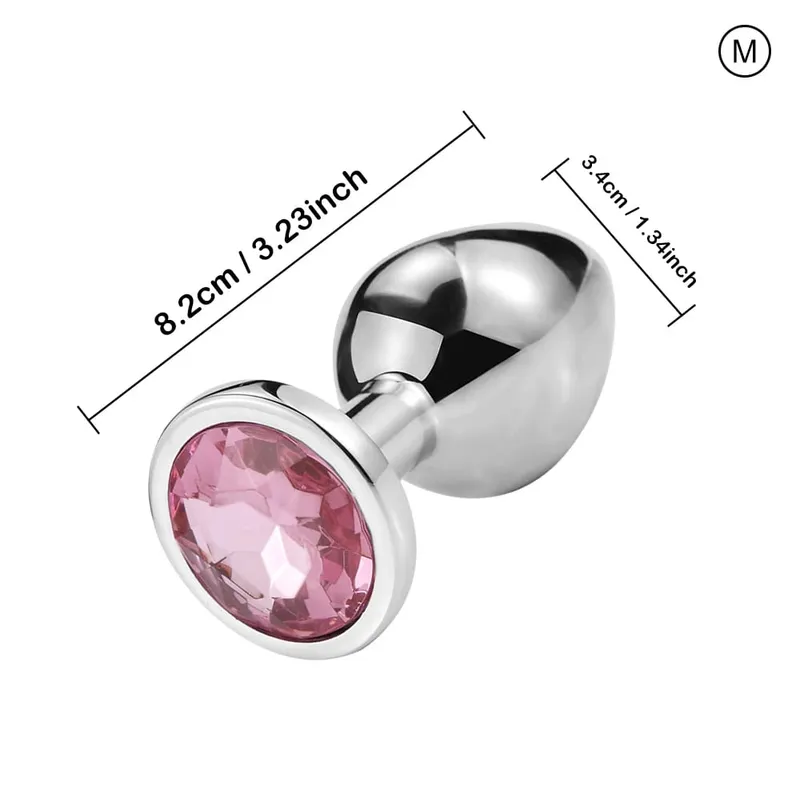 Luxury Metal Anal Plug Set Jewel Butt Trainer Kit Mga Pang-adultong Laruan para sa Mga Lalaki Babae Mga Mag-asawa Mga Beginners Mga Regalo sa Seks Malaki Katamtaman Maliit na Pink