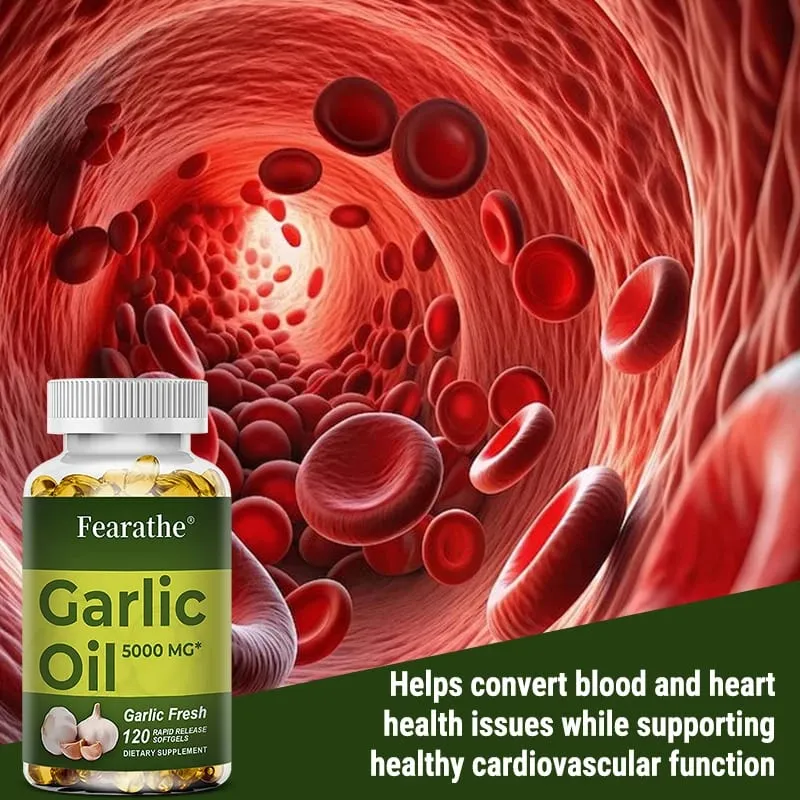 Complément alimentaire à l'huile d'ail frais de qualité supérieure, 5000 mg, pour la santé cardiaque et le soutien de la circulation, avec antioxydant sans OGM — image 4