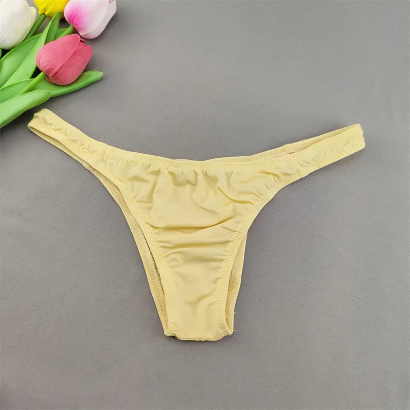 Narrow Waist Seamless Ice Silk Briefs Men Sexy Transparent Underwear Low Waist Bikini Panties Adult Lingerie
