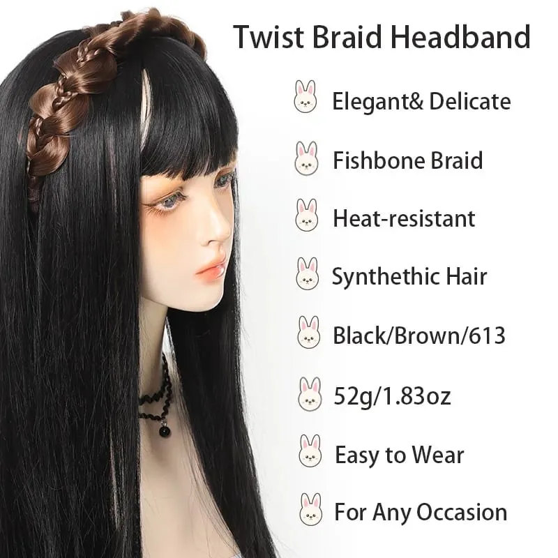 Twist Braid Headband Synthetic Fishbone Braid Wig Headband 1pc Non-Slip Twist Braid Hair Hoop Hair Accessories For Women Girls — image 3