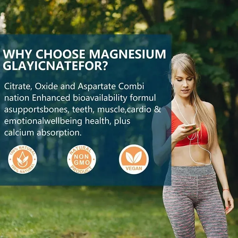 Magnesium Glycinate - Nerves System Improve Mood Nervous Muscles Recovery Heart Health Sleep Quality Support