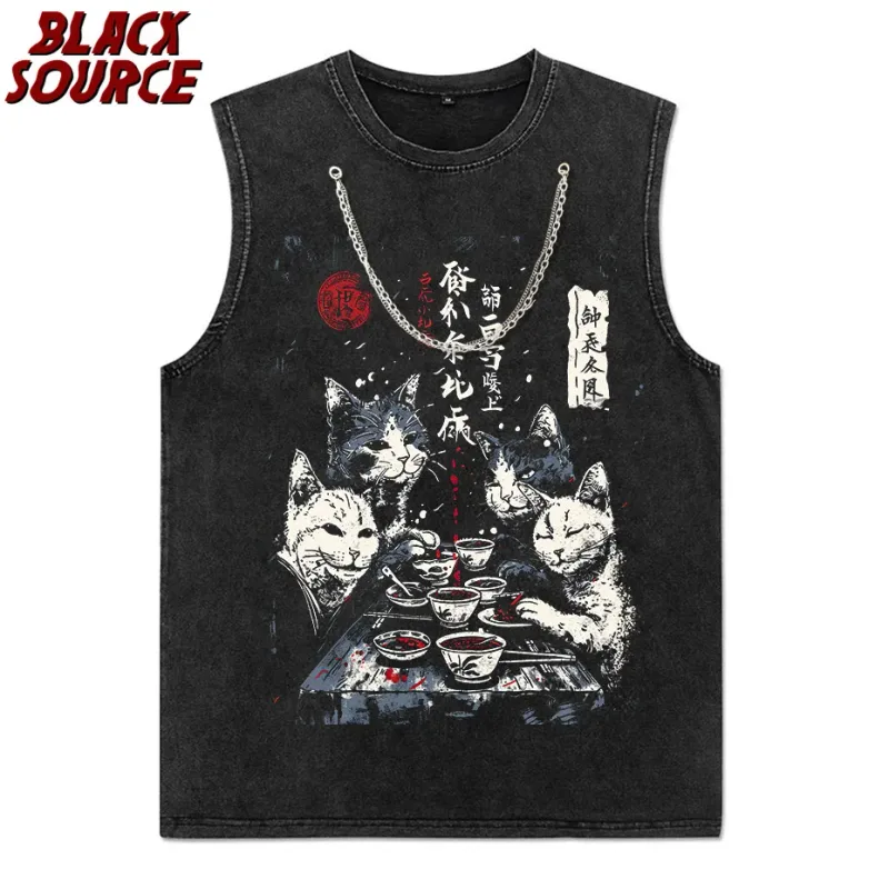 T0220 Cute Ramen Japanese Cat Hoodie, Unisex Cartoon Graphic Pullover Sweatshirt, Casual Streetwear Loose Fit Daily Wear