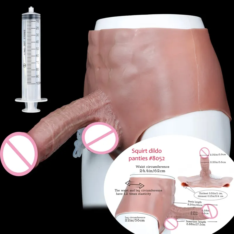 Black Nude Strapon Big Realistic Ejaculation Dildo Silicone Squirting Panties With Simulated Solid Penis Sex Toy For Women — image 35