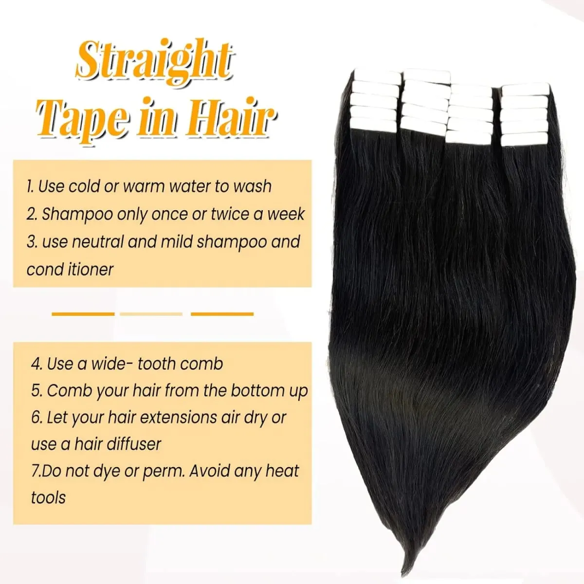 Straight Tape in Hair Extensions Brazilian 100% Real Human Hair Adhesive Invisible Glue Natural Black Tape ins Hair For Women 20Pcs/50g