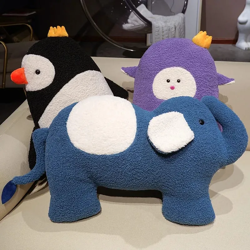 Série animal travesseiro de pelúcia leopardo elefante pinguim almofada de pelúcia kawaii acompanhar brinquedo de sono decoração para casa brinquedos presentes de aniversário