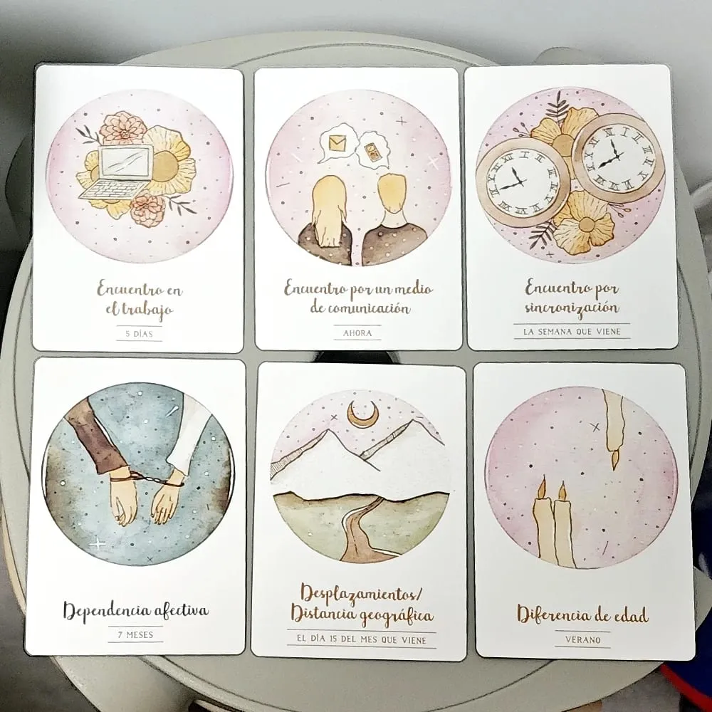 Romantic Love Oracle Deck In Spanish Language 42 Pcs Heart Chakra Oracle Cards 10.5*7.5cm